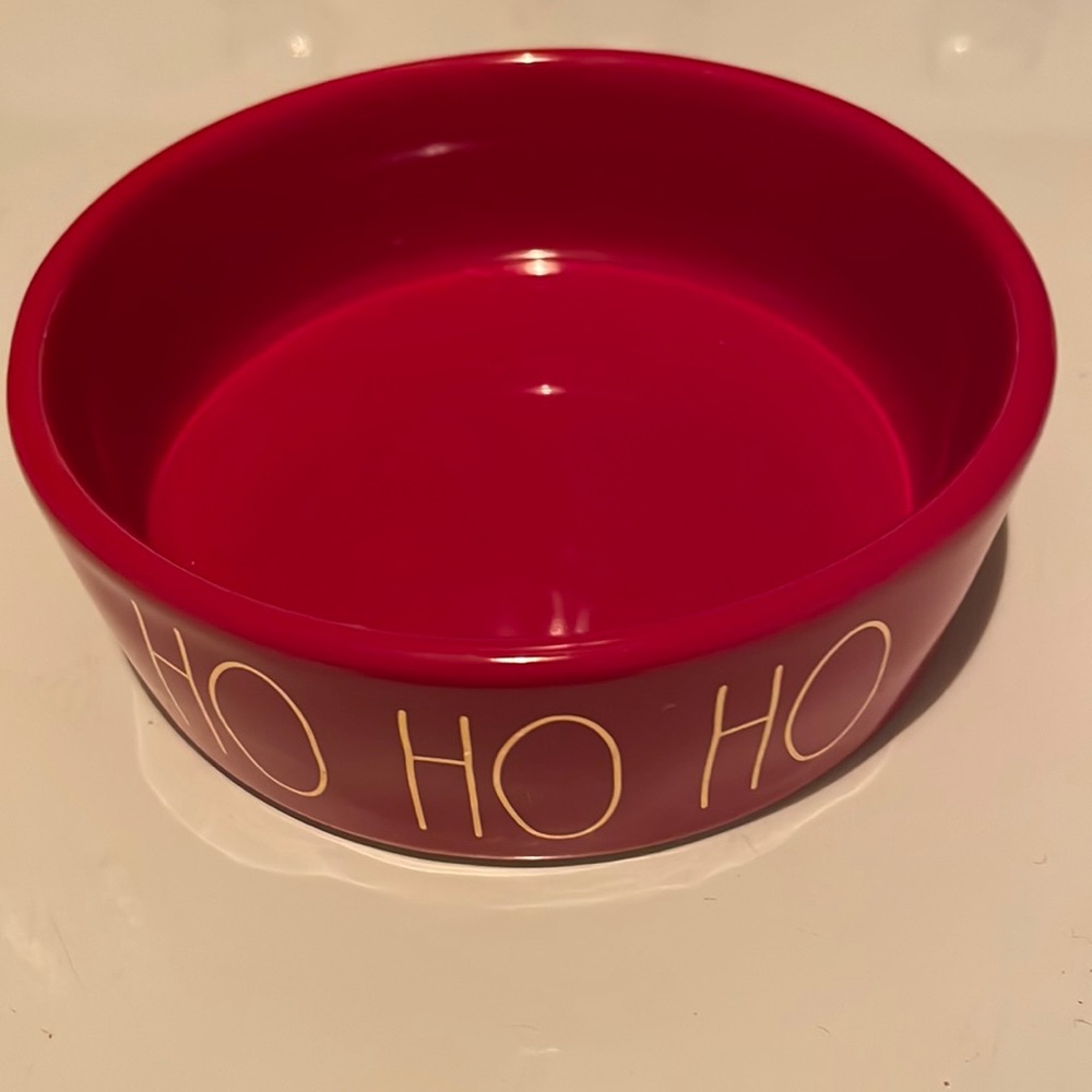 Rae Dunn pet dish dog cat red gold artisan collection magenta